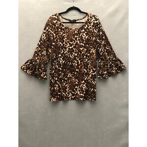 Lexington Avenue Leopard Print Top Women's 2X Brown NEW